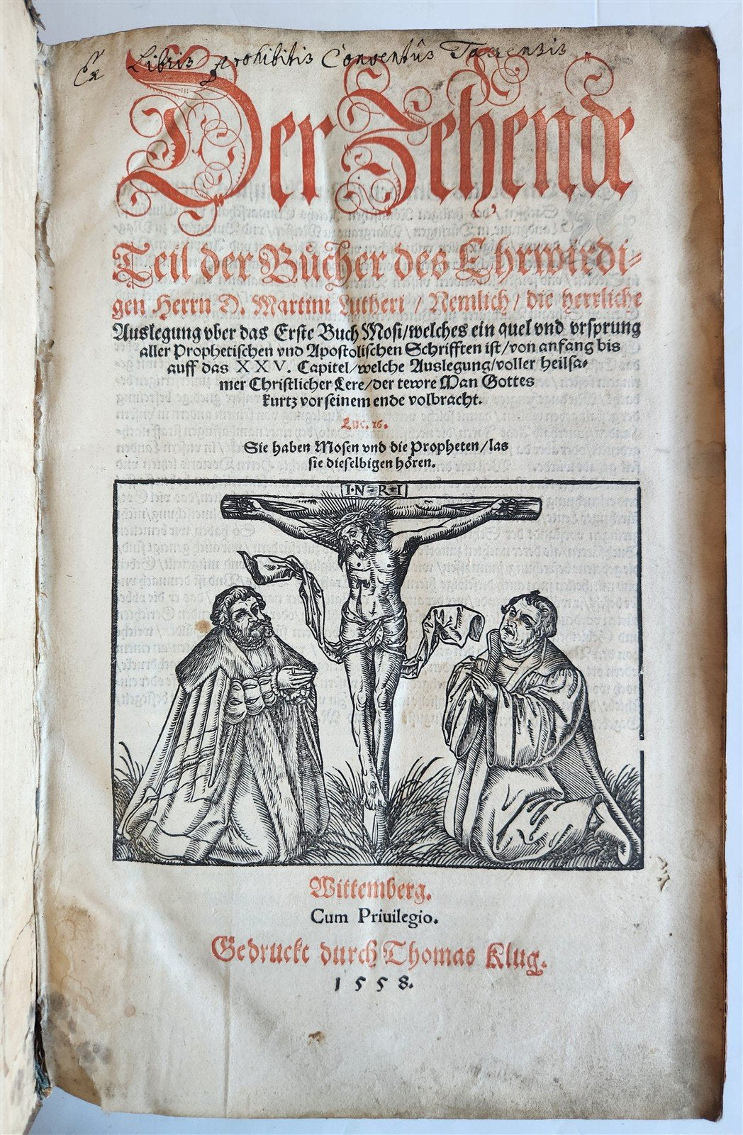 1558 MARTIN LUTHER WORKS PIGSKIN BOUND FOLIO in GERMAN antique