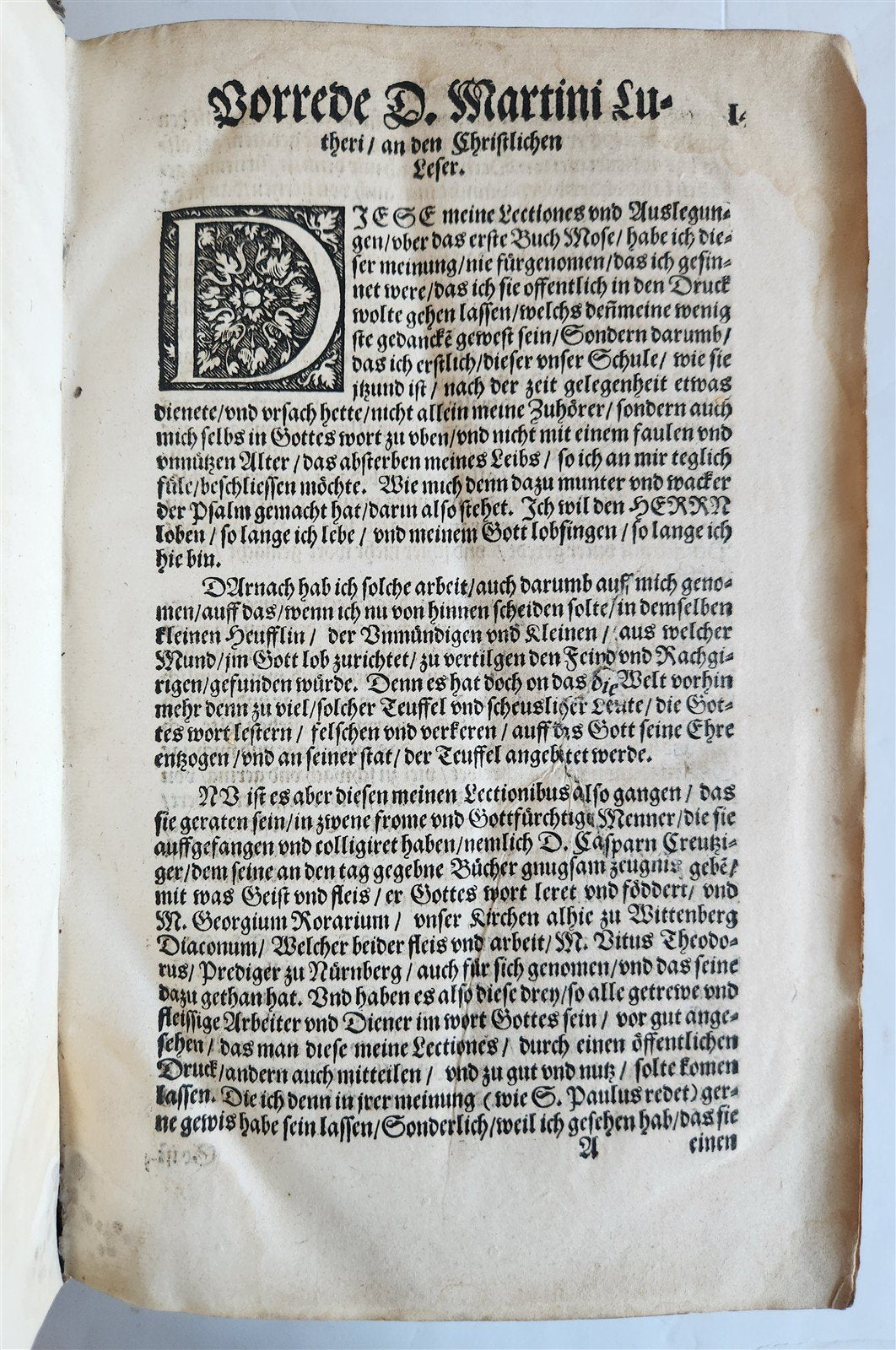 1558 MARTIN LUTHER WORKS PIGSKIN BOUND FOLIO in GERMAN antique