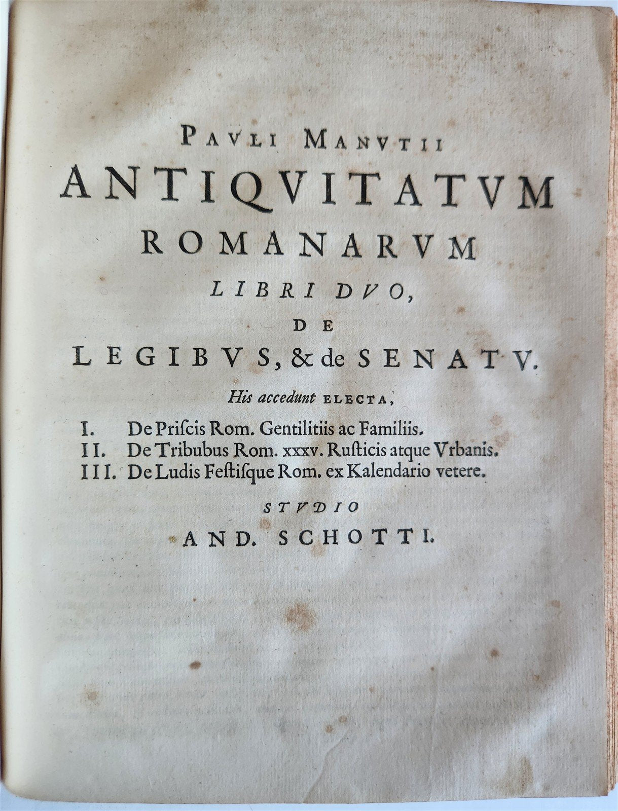 1685 ROMAN ANTIQUTIES antique ILLUSTRATED vellum bound in LATIN