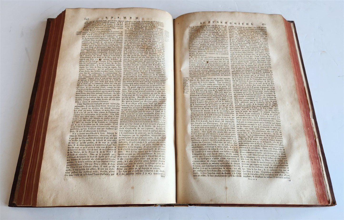 1733 EXAMEN du PYRRHONISME antique ATTACK on BAYLE HUET LEIBNIZ & WOLFF