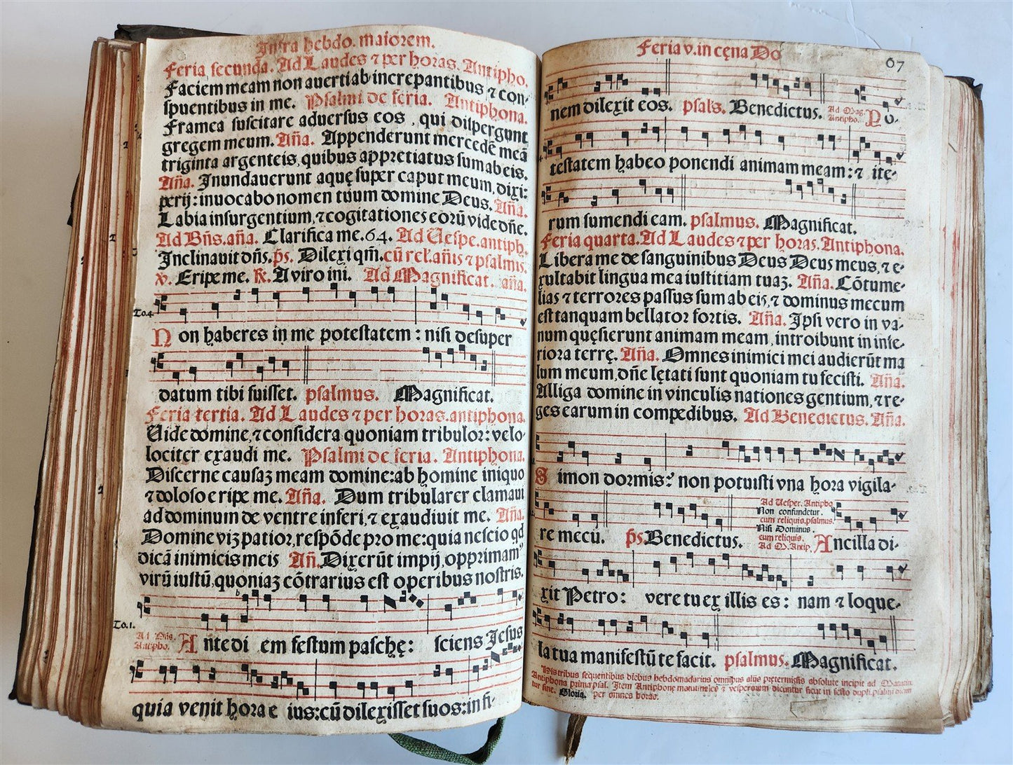1586 ANTIPHONARIUM ROMANUM antique 16th CENTURY w/ ORIGINAL BINDING