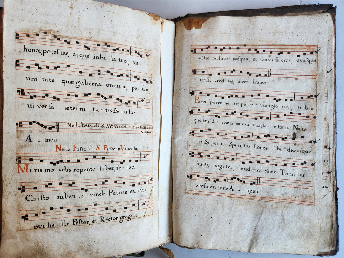 1586 ANTIPHONARIUM ROMANUM antique 16th CENTURY w/ ORIGINAL BINDING