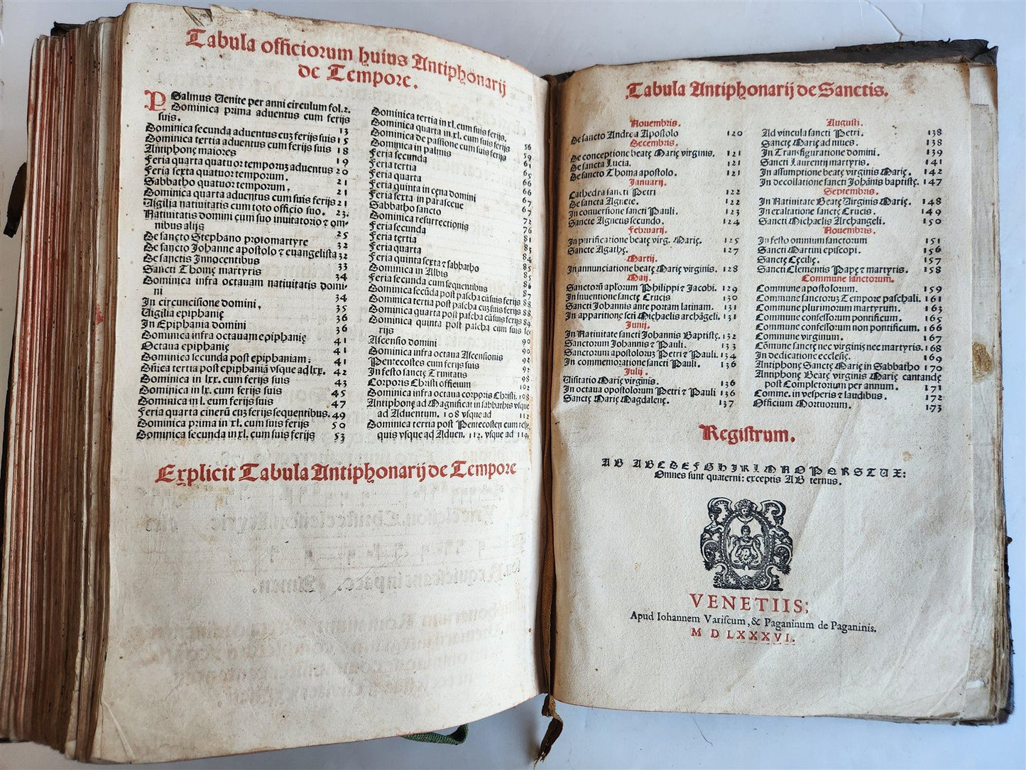 1586 ANTIPHONARIUM ROMANUM antique 16th CENTURY w/ ORIGINAL BINDING