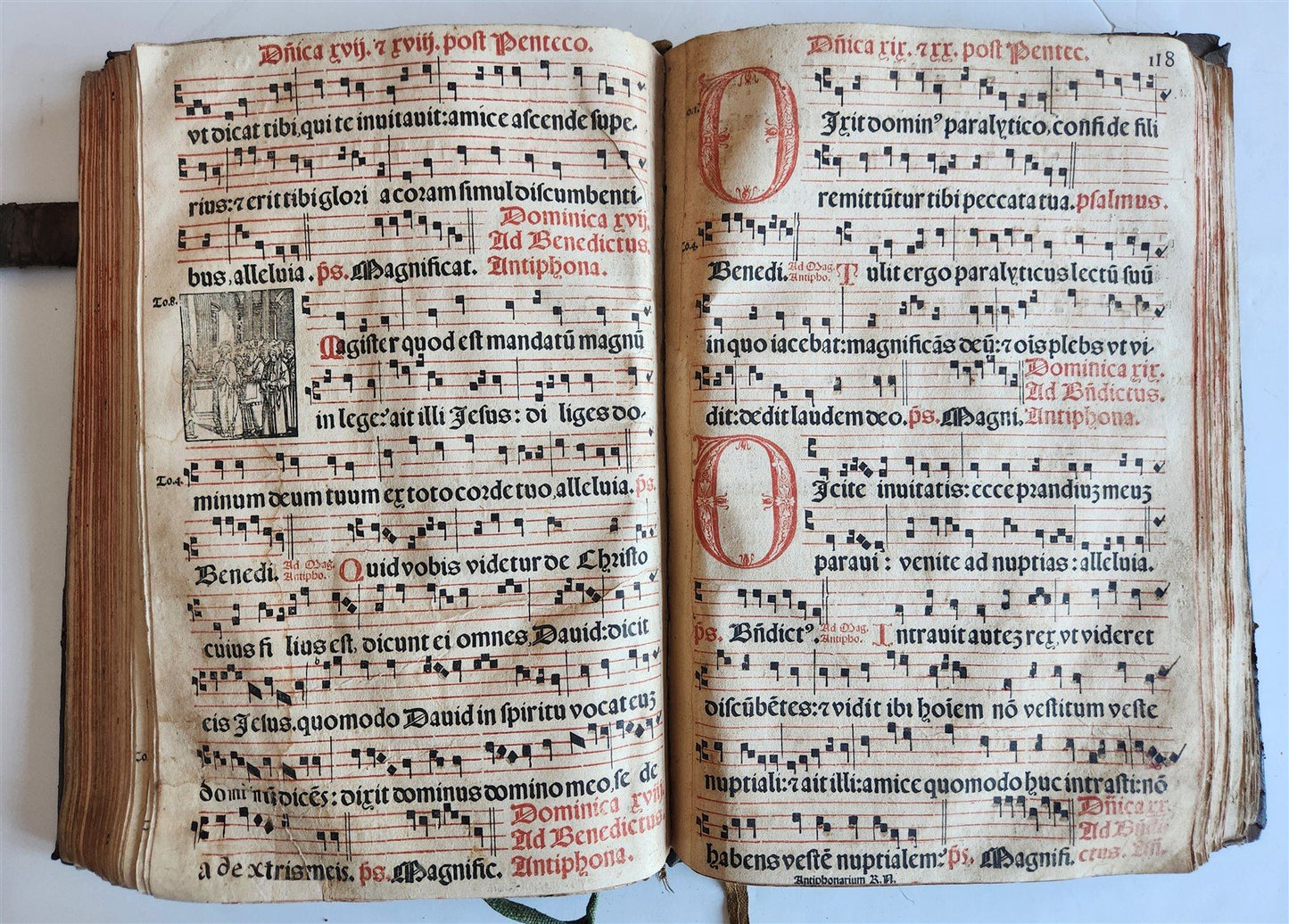 1586 ANTIPHONARIUM ROMANUM antique 16th CENTURY w/ ORIGINAL BINDING