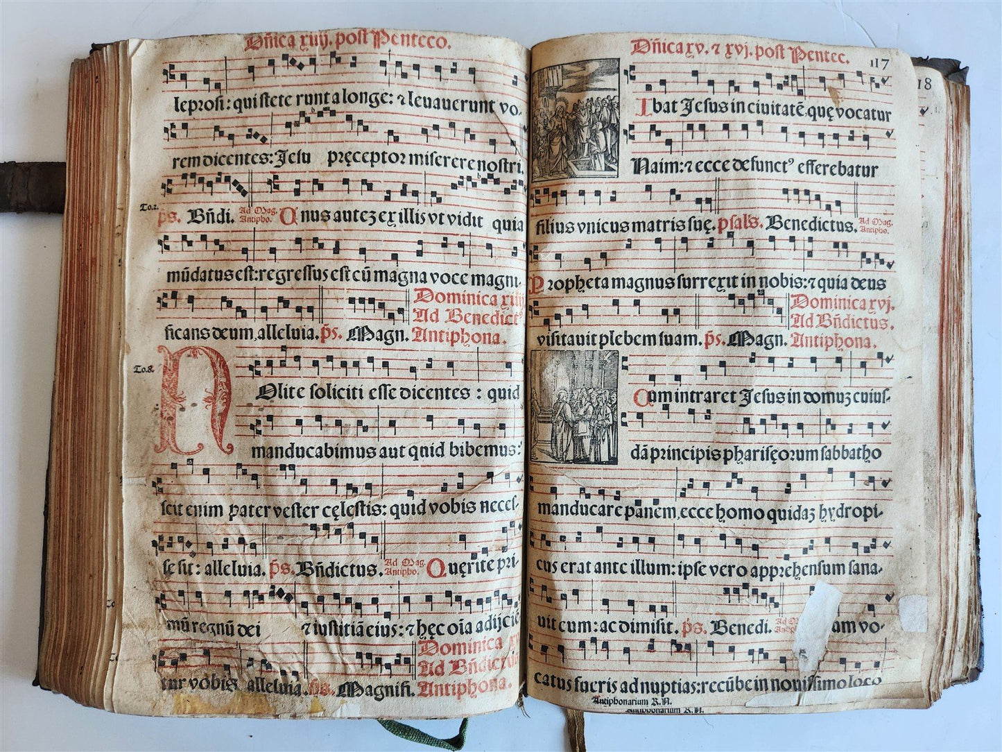 1586 ANTIPHONARIUM ROMANUM antique 16th CENTURY w/ ORIGINAL BINDING