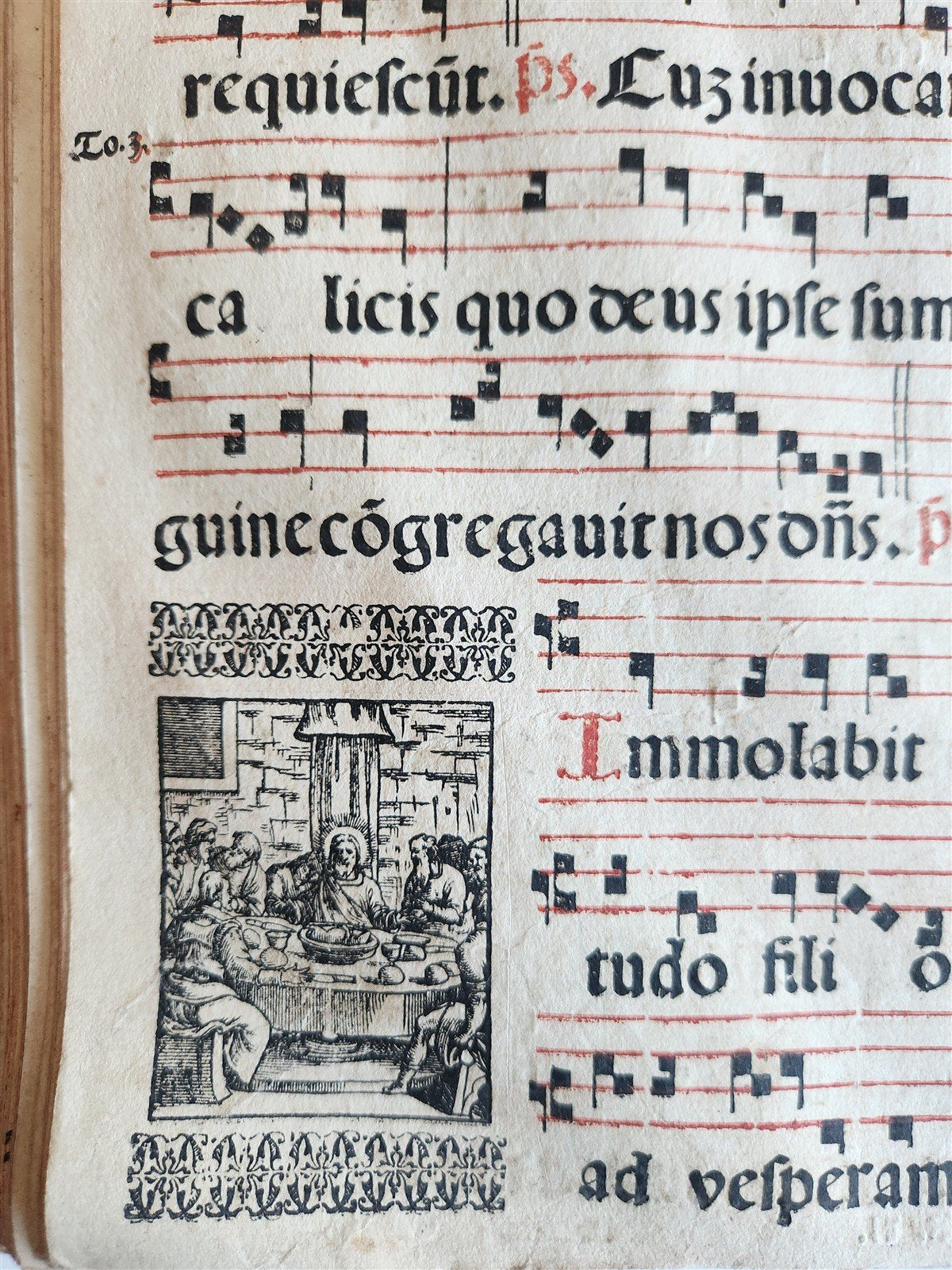 1586 ANTIPHONARIUM ROMANUM antique 16th CENTURY w/ ORIGINAL BINDING