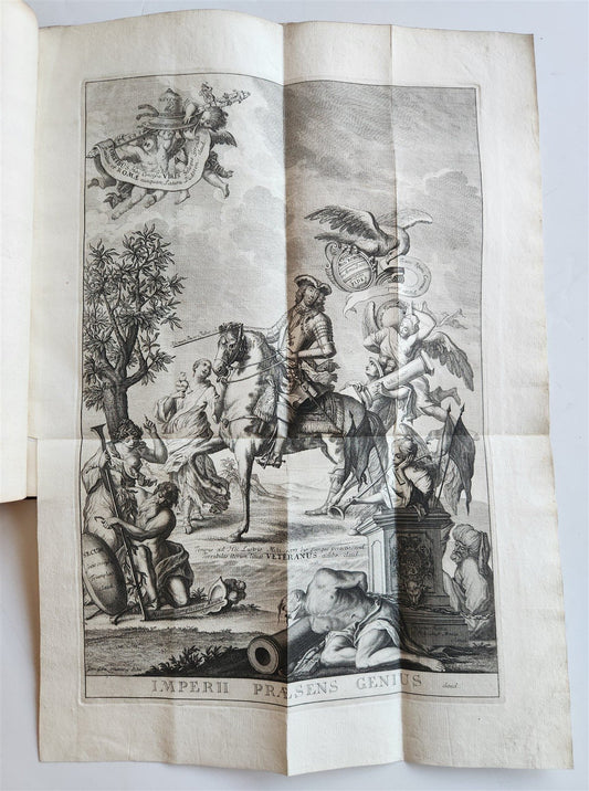 1735 PRINCE EUGENE of SAVOY AUSTRIAN FELDMARCHALL DEEDS antique ILLUSTRATED