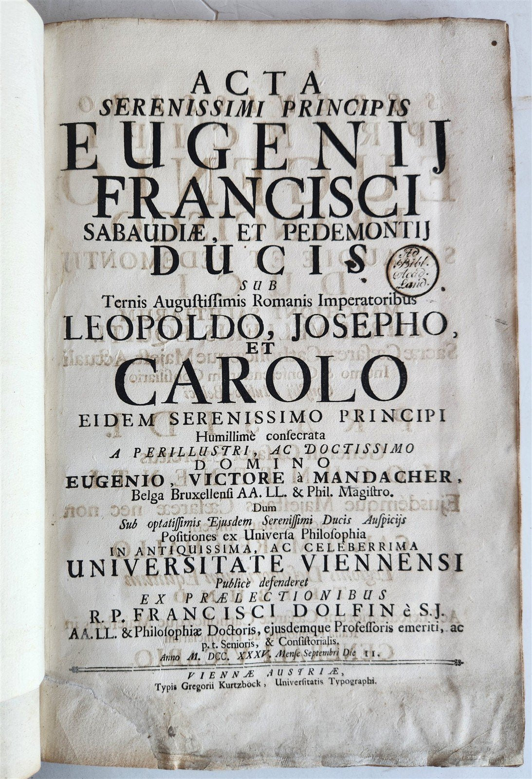 1735 PRINCE EUGENE of SAVOY AUSTRIAN FELDMARCHALL DEEDS antique ILLUSTRATED