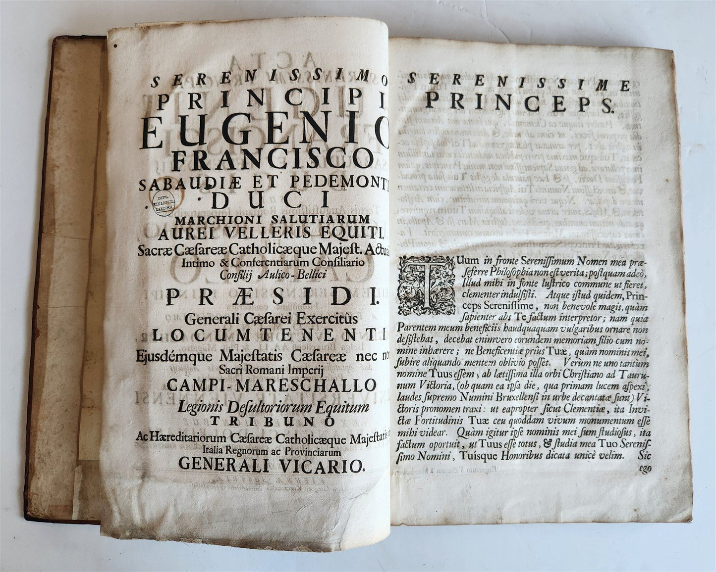 1735 PRINCE EUGENE of SAVOY AUSTRIAN FELDMARCHALL DEEDS antique ILLUSTRATED