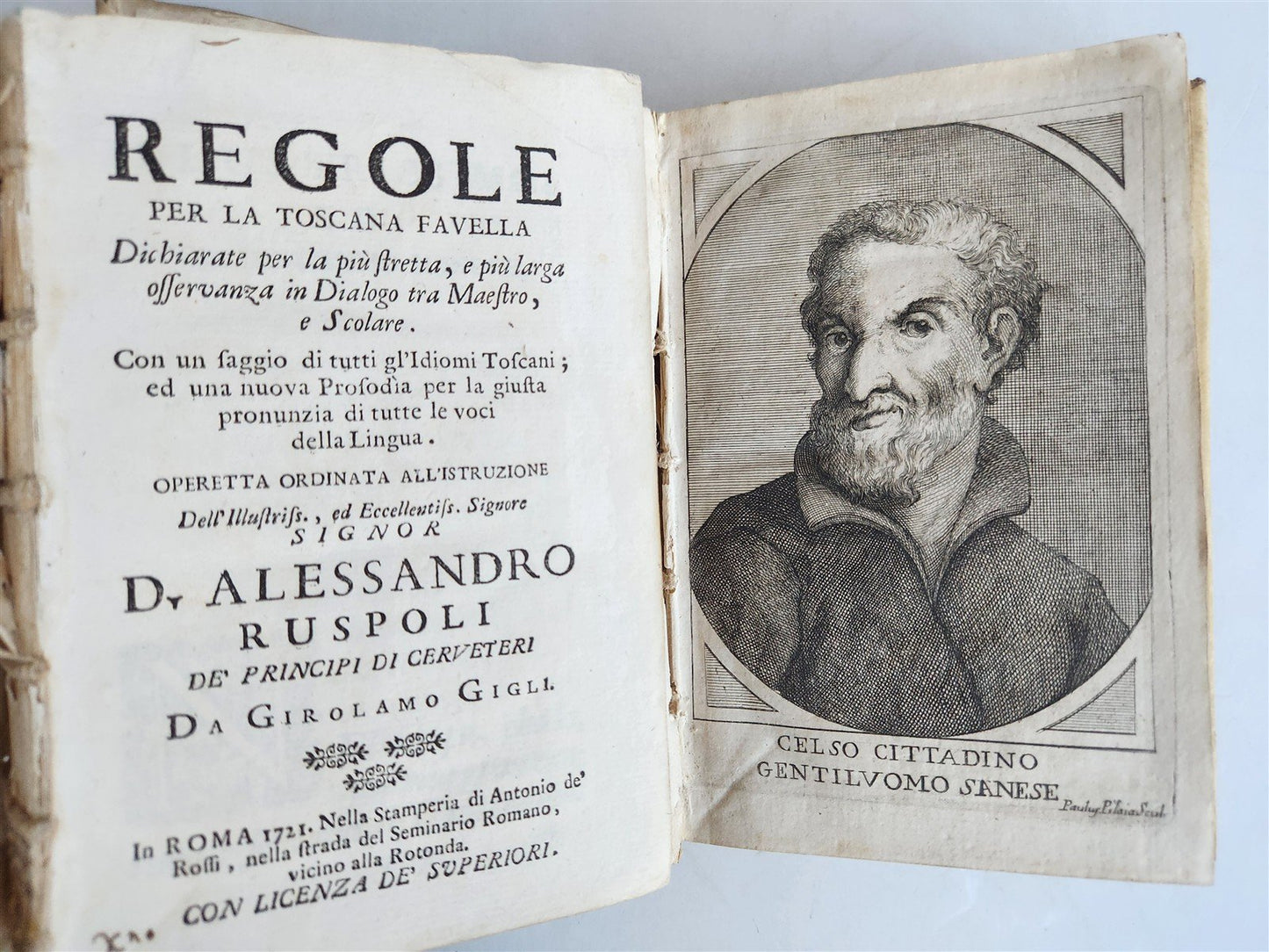 1721 TREATISE on DIALECTS of TUSCAN & VULGAR LATIN antique 2 VOLUMES