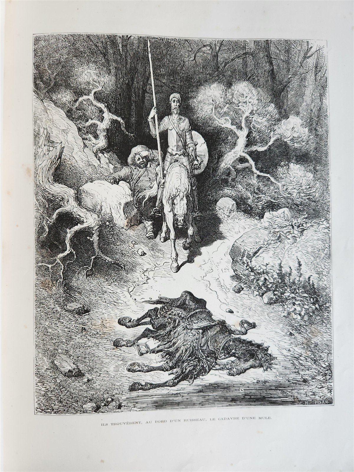 1869 DON QUIXOTE by CERVANTES illustrated by GUSTAVE DORE antique 2 FOLIO VOLS