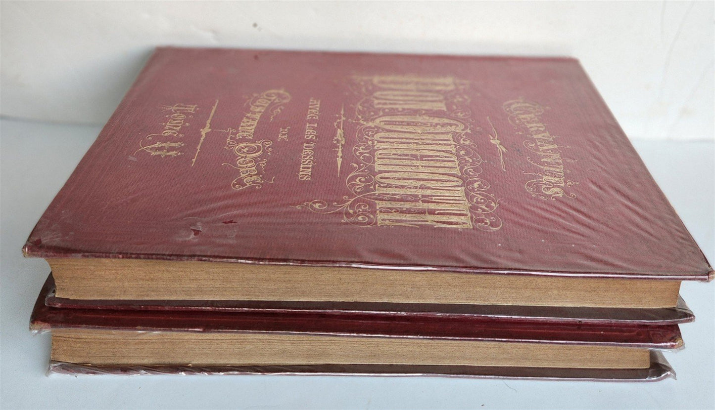 1869 DON QUIXOTE by CERVANTES illustrated by GUSTAVE DORE antique 2 FOLIO VOLS