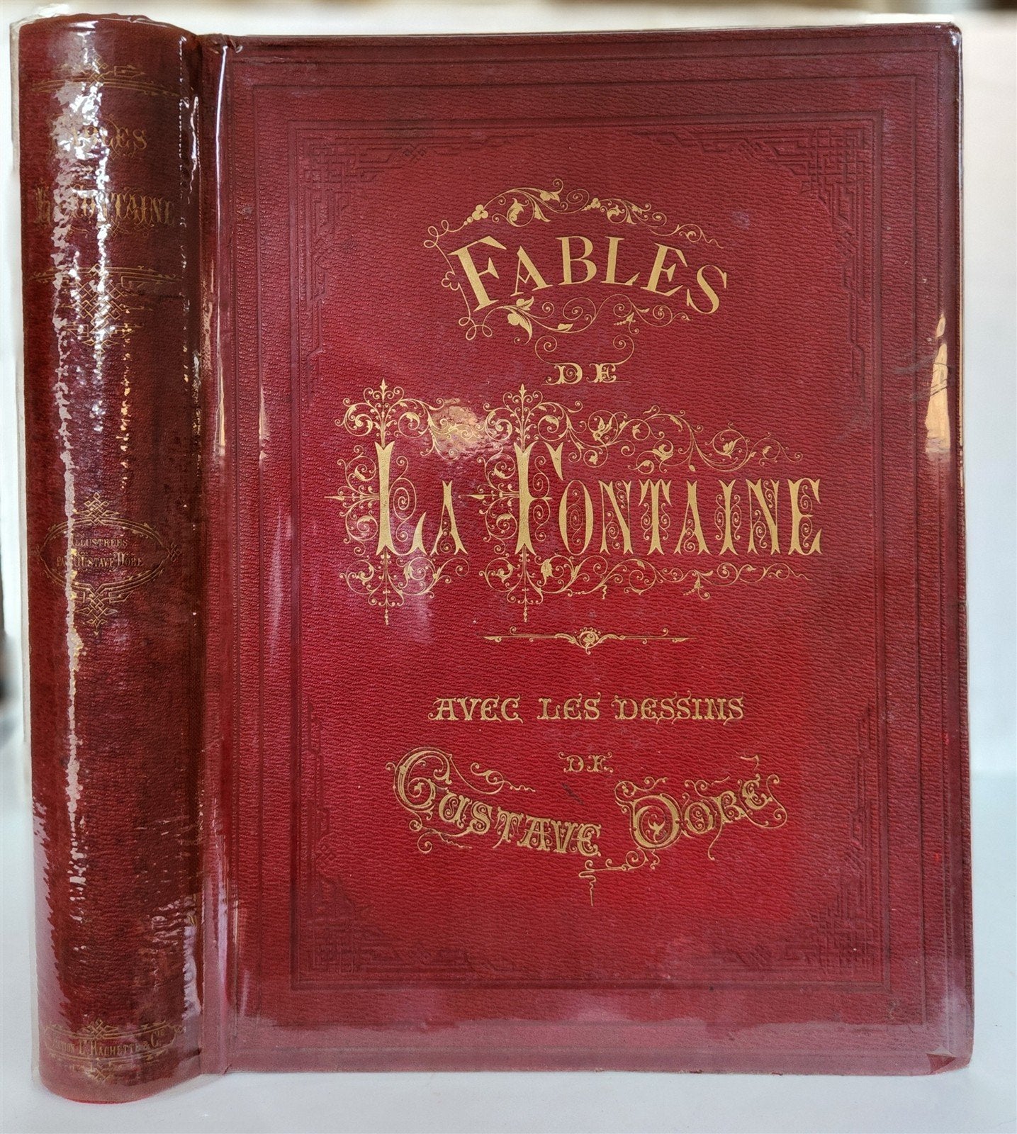 1868 FABLES by J. de LA FONTAINE illustrated by GUSTAVE DORE antique FOLIO