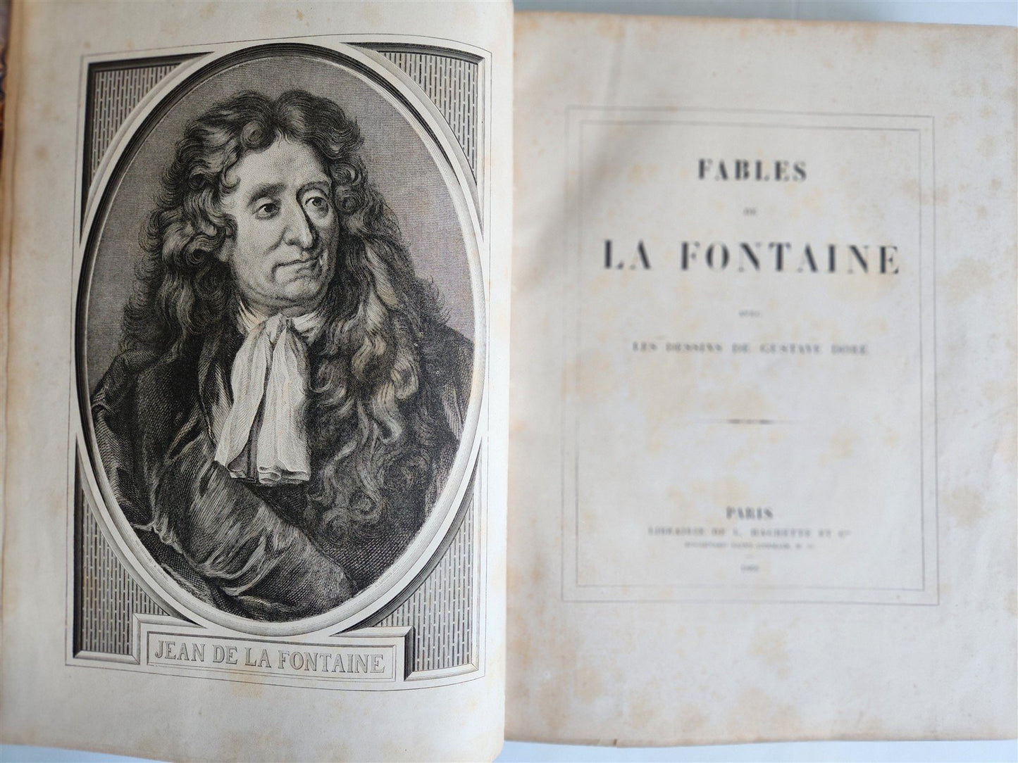 1868 FABLES by J. de LA FONTAINE illustrated by GUSTAVE DORE antique FOLIO