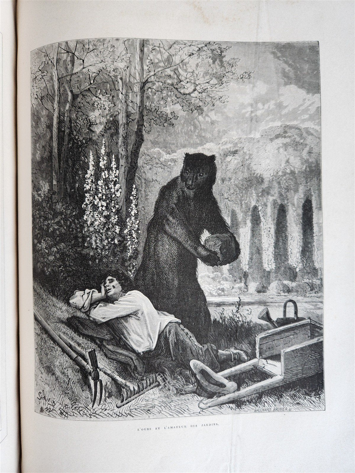 1868 FABLES by J. de LA FONTAINE illustrated by GUSTAVE DORE antique FOLIO