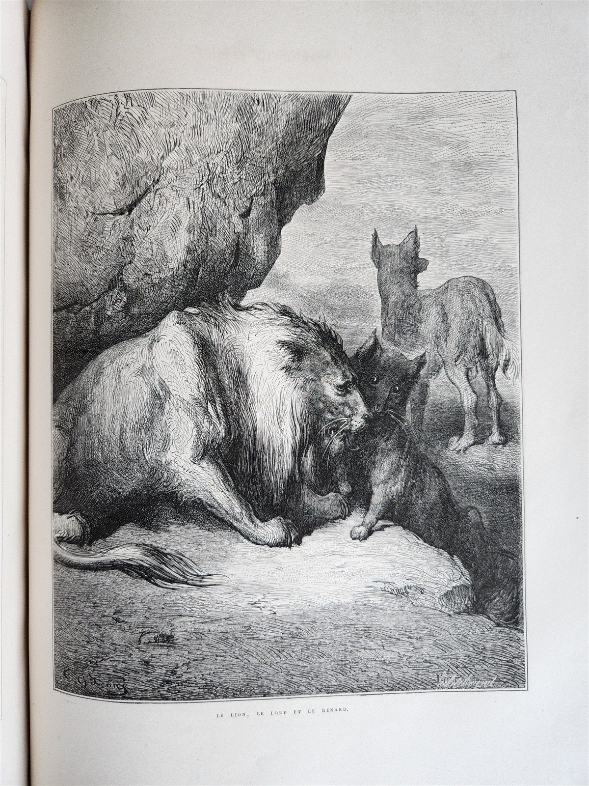 1868 FABLES by J. de LA FONTAINE illustrated by GUSTAVE DORE antique FOLIO