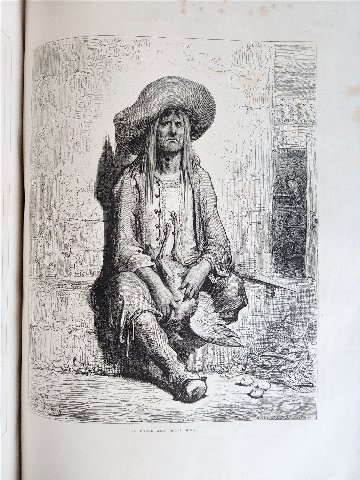 1868 FABLES by J. de LA FONTAINE illustrated by GUSTAVE DORE antique FOLIO