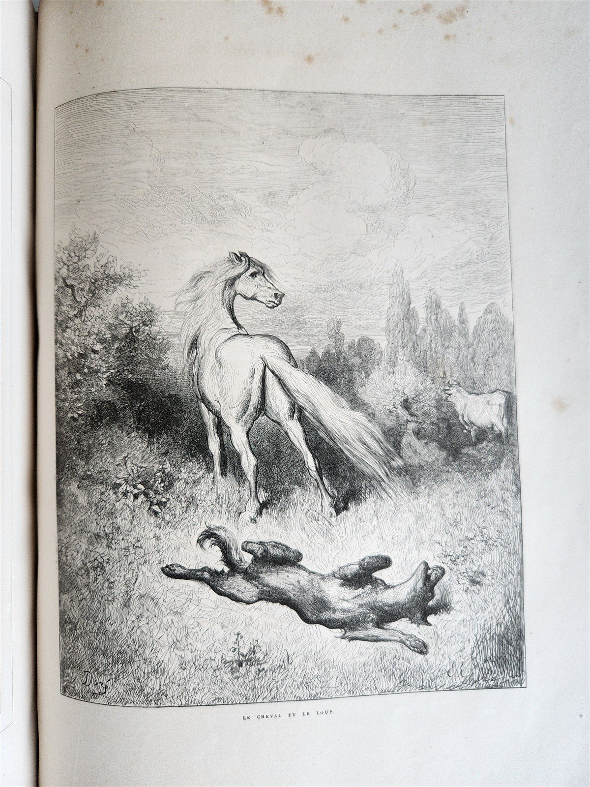 1868 FABLES by J. de LA FONTAINE illustrated by GUSTAVE DORE antique FOLIO