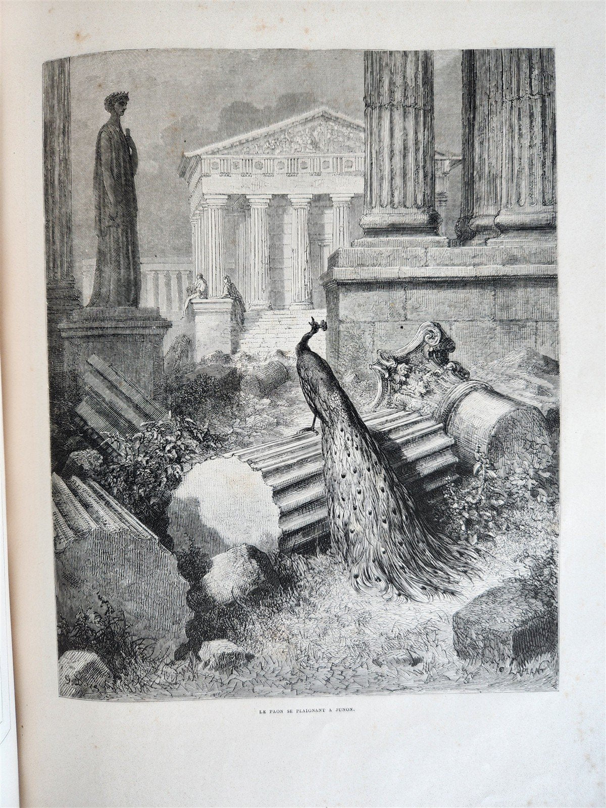 1868 FABLES by J. de LA FONTAINE illustrated by GUSTAVE DORE antique FOLIO