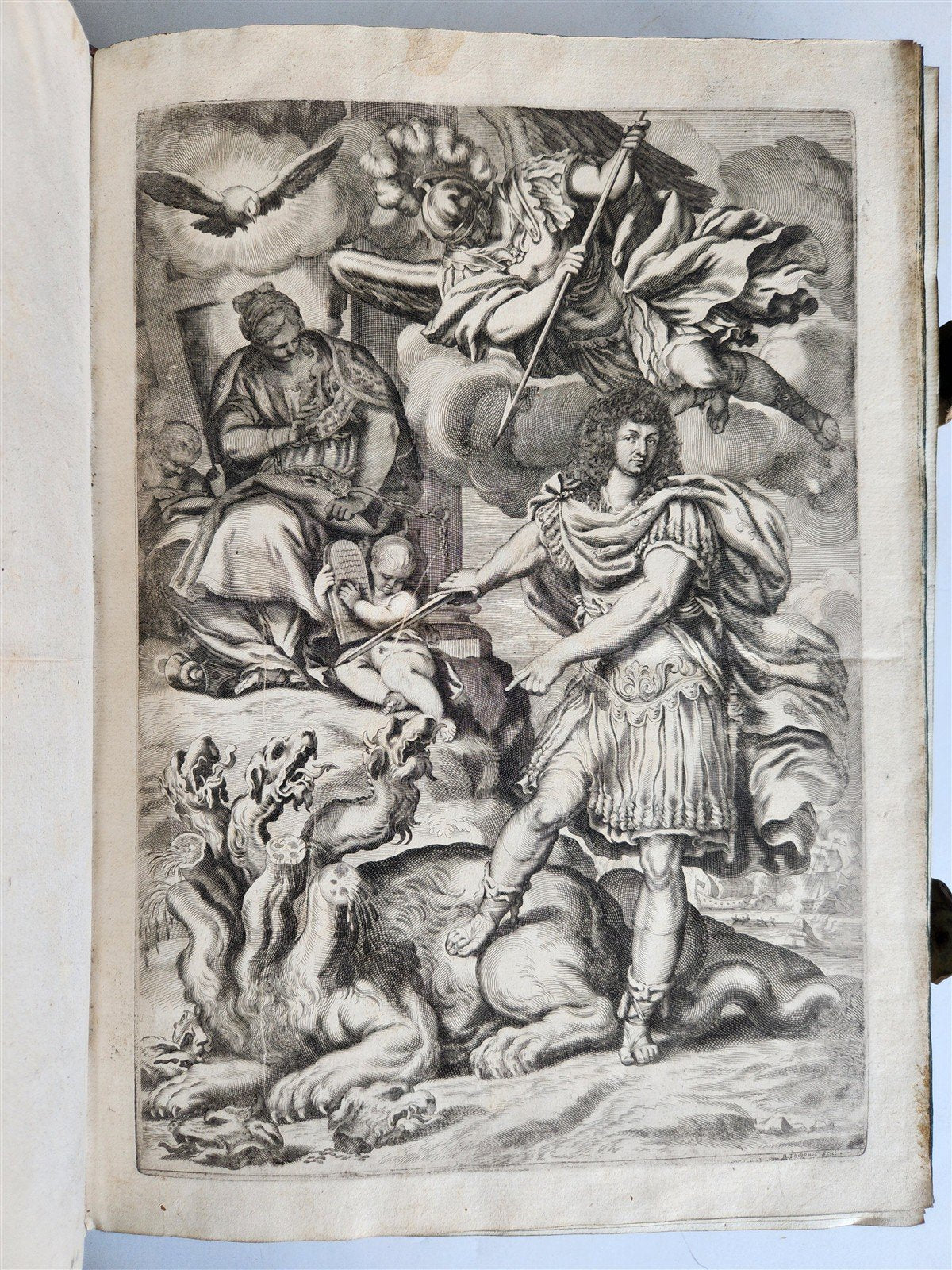 1673 SAXONY & BAVARIA HISTORY ILLUSTRATED FOLIO antique PIGSKIN BINDING