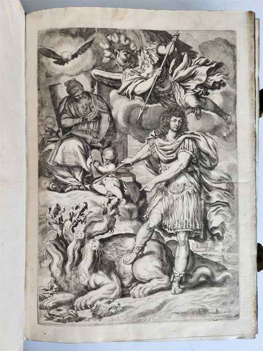 1673 SAXONY & BAVARIA HISTORY ILLUSTRATED FOLIO antique PIGSKIN BINDING