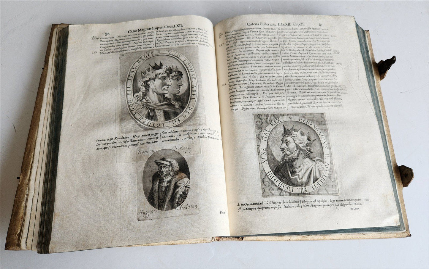 1673 SAXONY & BAVARIA HISTORY ILLUSTRATED FOLIO antique PIGSKIN BINDING