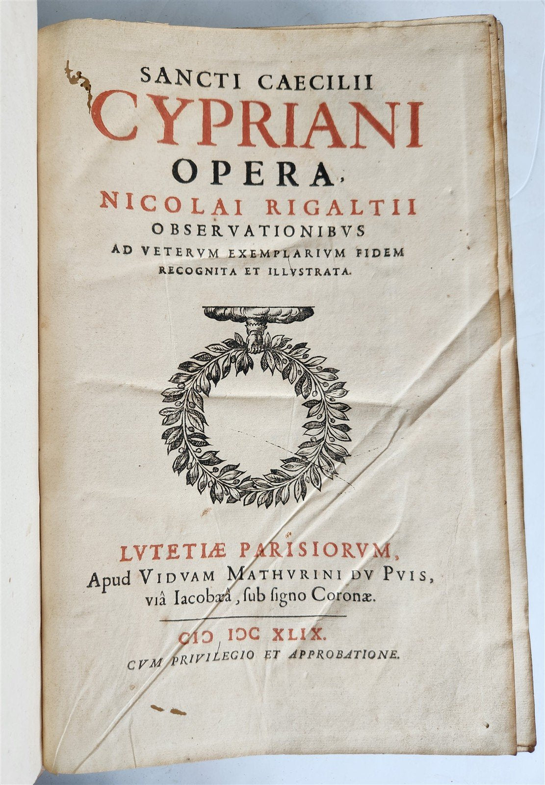 1649 ST. CYPRIAN OPERA antique HAND TOOLED PIGSKIN BOUND FOLIO