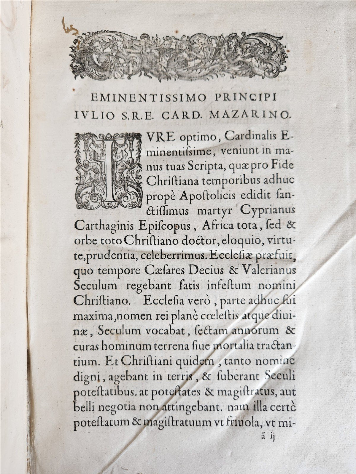1649 ST. CYPRIAN OPERA antique HAND TOOLED PIGSKIN BOUND FOLIO