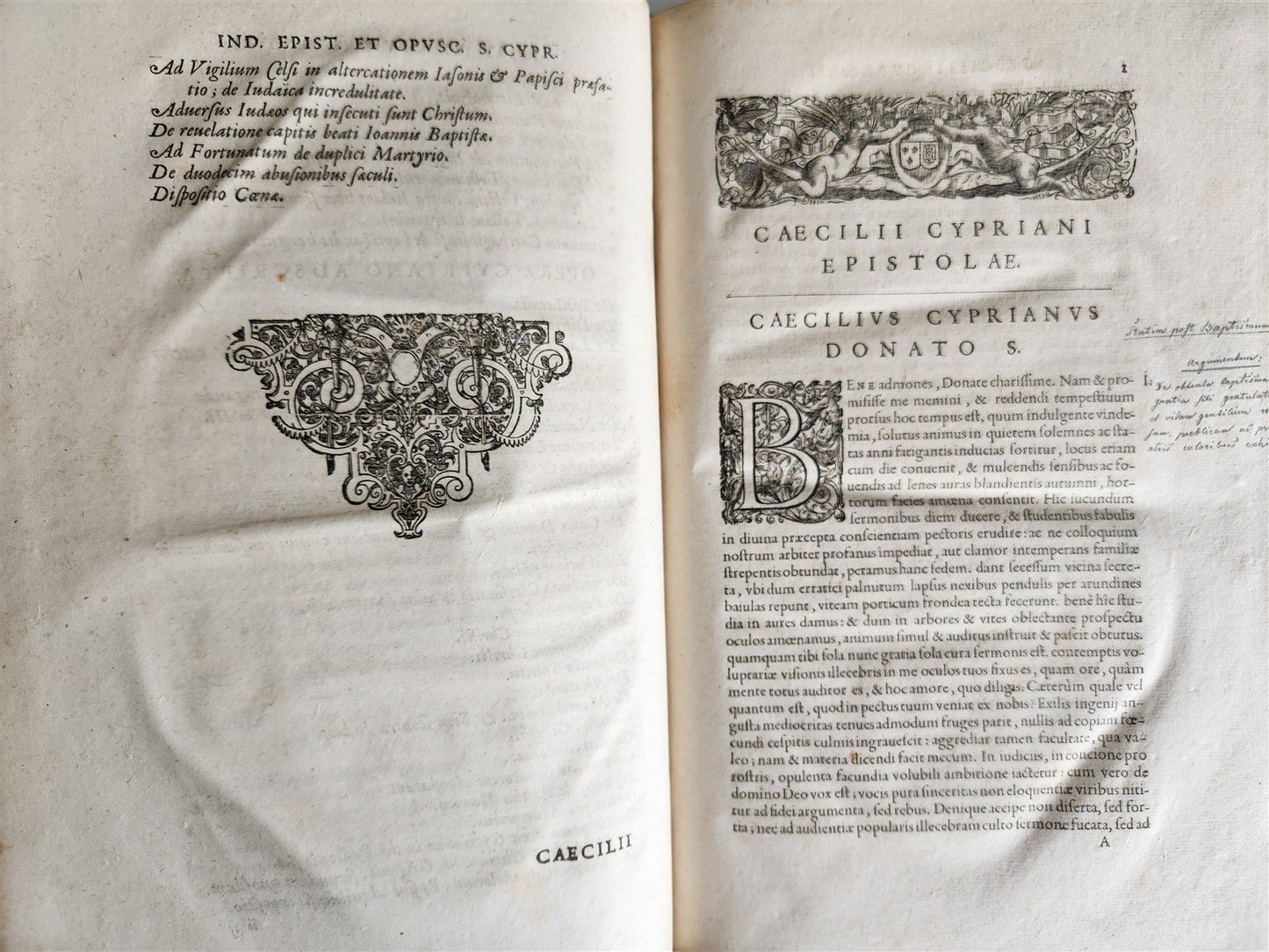 1649 ST. CYPRIAN OPERA antique HAND TOOLED PIGSKIN BOUND FOLIO