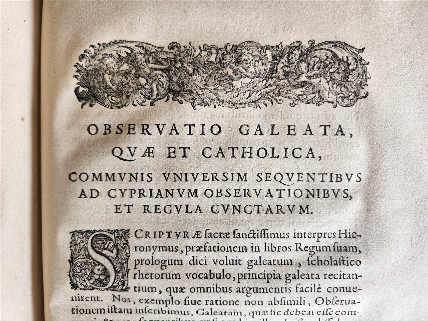 1649 ST. CYPRIAN OPERA antique HAND TOOLED PIGSKIN BOUND FOLIO