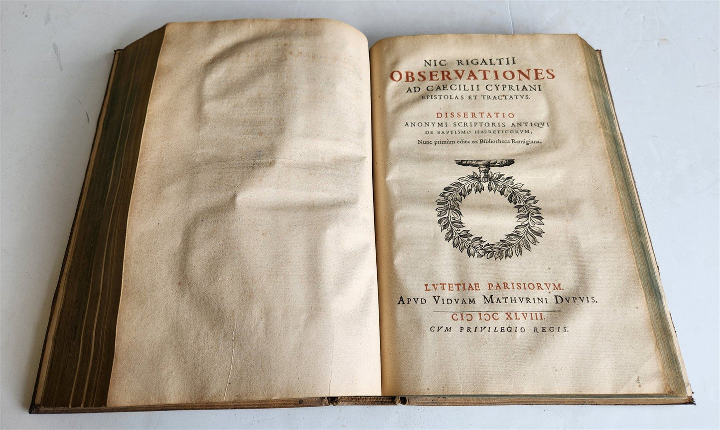 1649 ST. CYPRIAN OPERA antique HAND TOOLED PIGSKIN BOUND FOLIO
