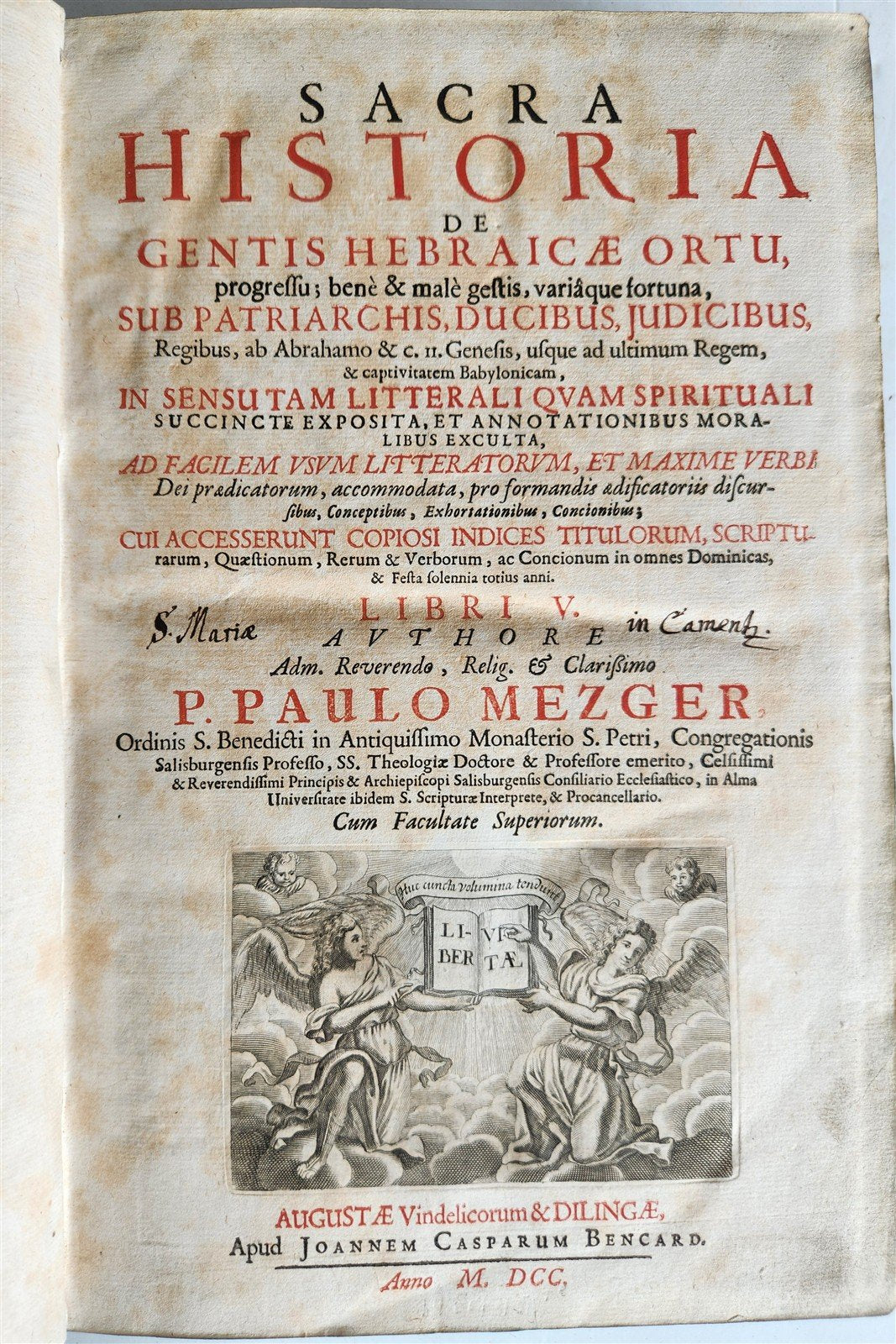 1700 SACRA de GENTIS HEBRAICAE GESTIS antique HAND TOOLED PIGSKIN BOUND FOLIO