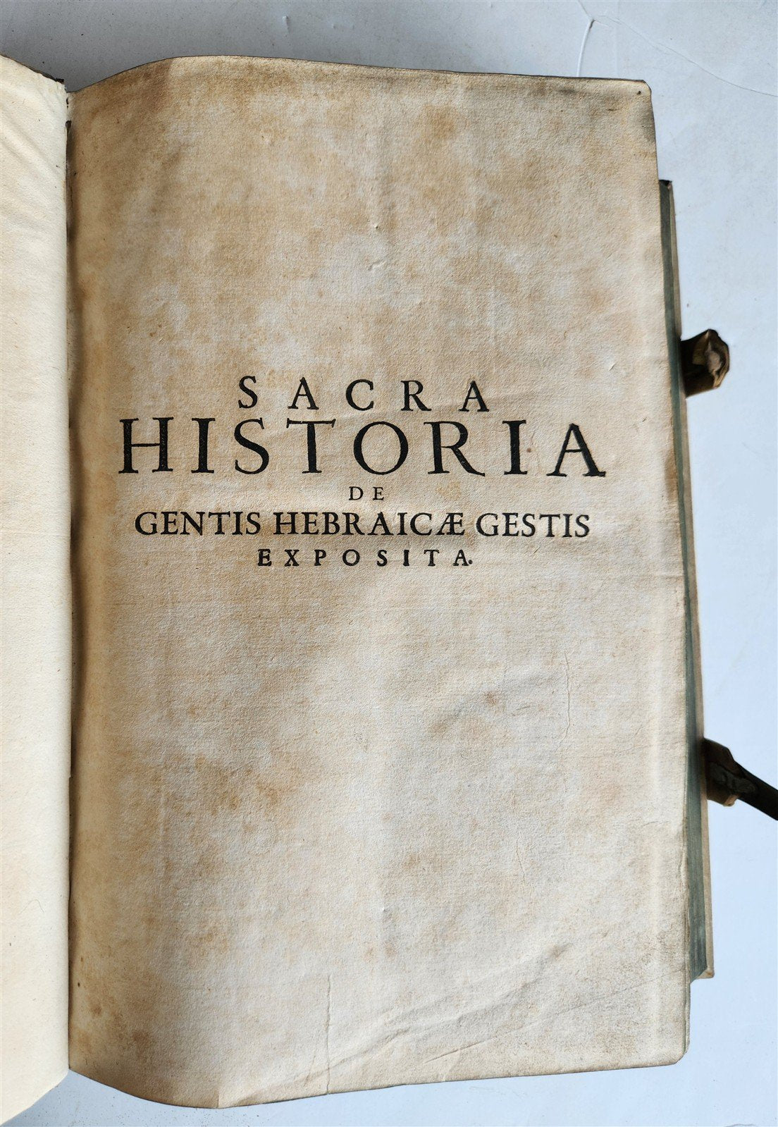 1700 SACRA de GENTIS HEBRAICAE GESTIS antique HAND TOOLED PIGSKIN BOUND FOLIO