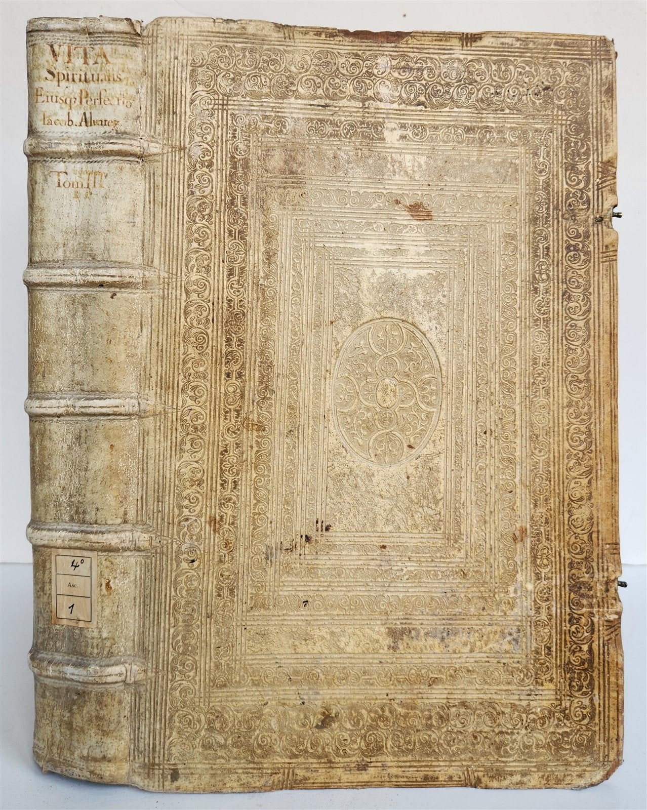1617 De INQUISITIONE PACIS by JACOBI ALVAREZ antique HAND TOOLED PIGSKIN FOLIO