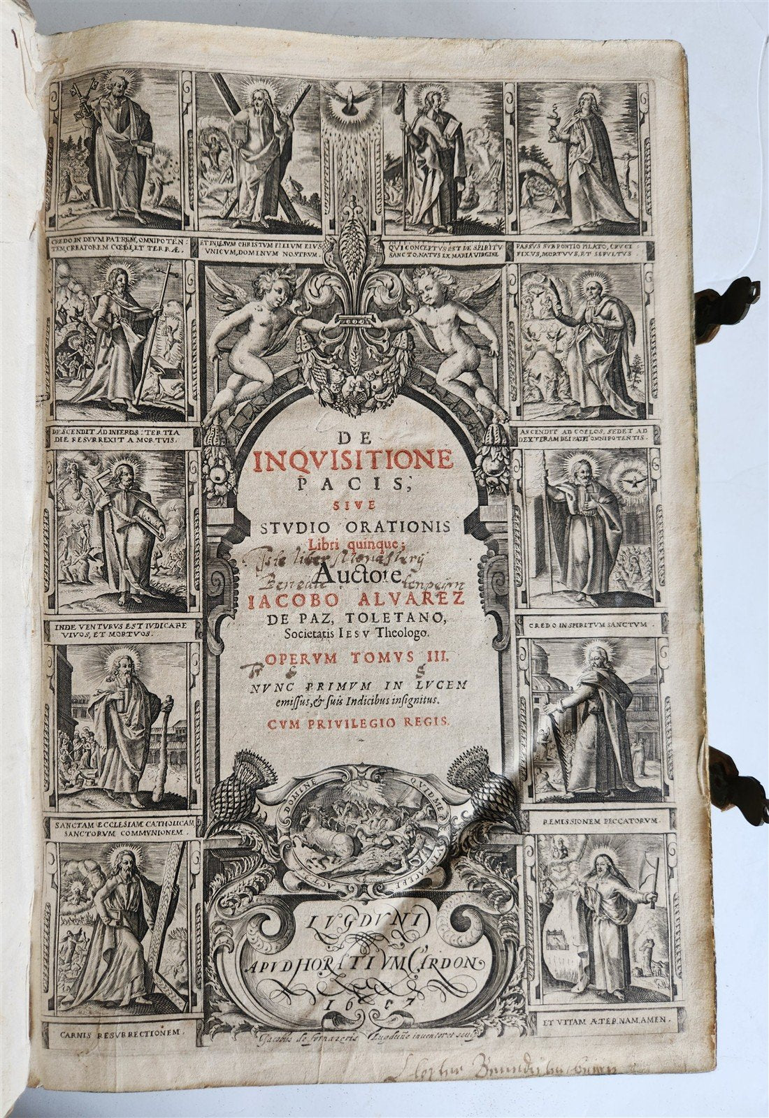 1617 De INQUISITIONE PACIS by JACOBI ALVAREZ antique HAND TOOLED PIGSKIN FOLIO
