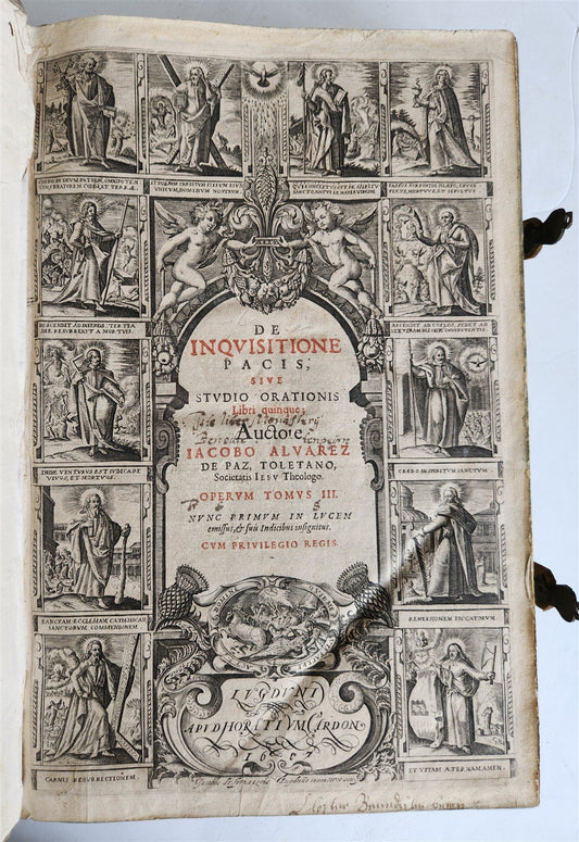 1617 De INQUISITIONE PACIS by JACOBI ALVAREZ antique HAND TOOLED PIGSKIN FOLIO