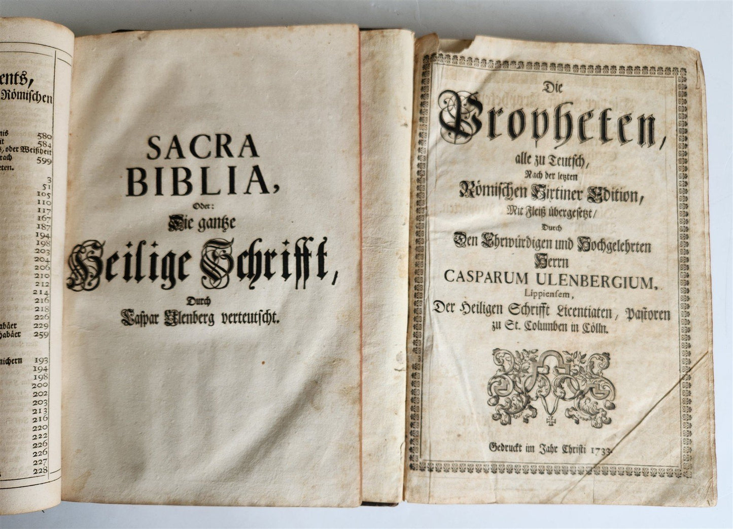1734 BIBLE IN GERMAN ILLUSTRATED antique 2 FOLIO VOLUMES