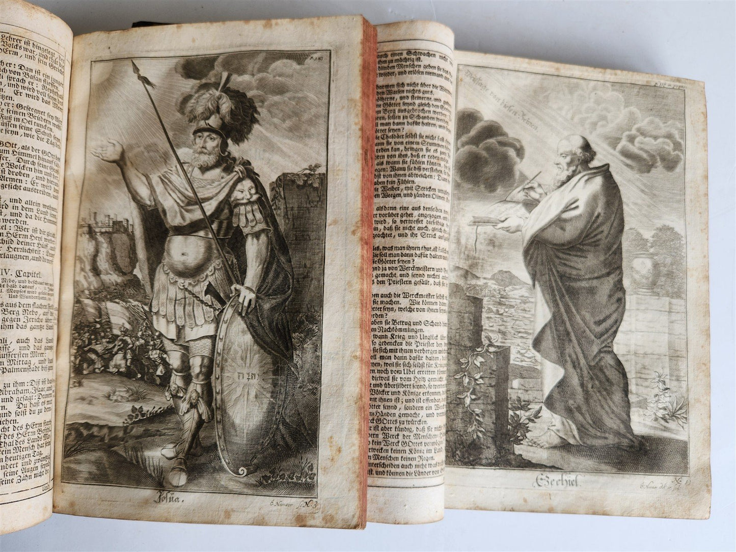 1734 BIBLE IN GERMAN ILLUSTRATED antique 2 FOLIO VOLUMES