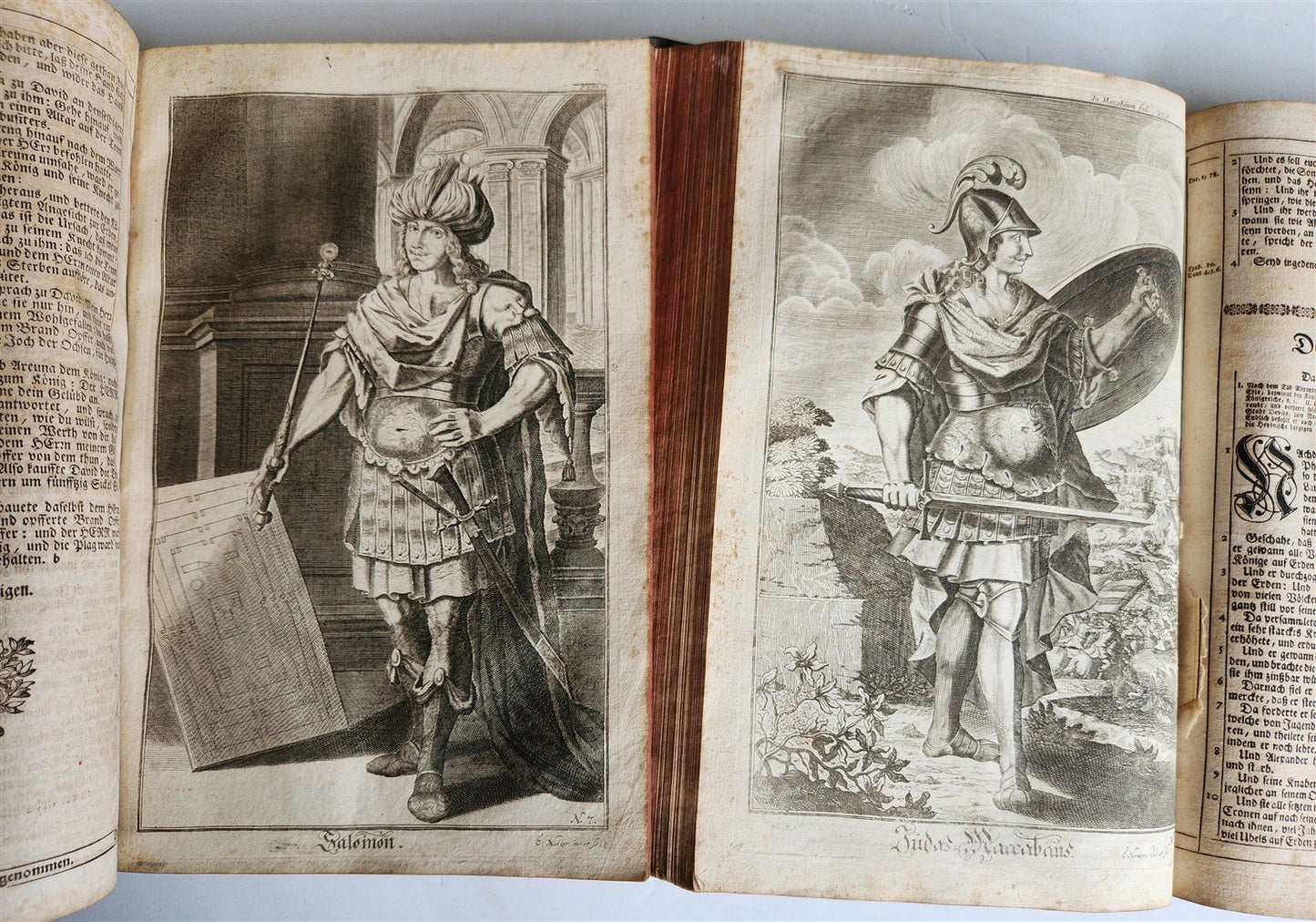 1734 BIBLE IN GERMAN ILLUSTRATED antique 2 FOLIO VOLUMES