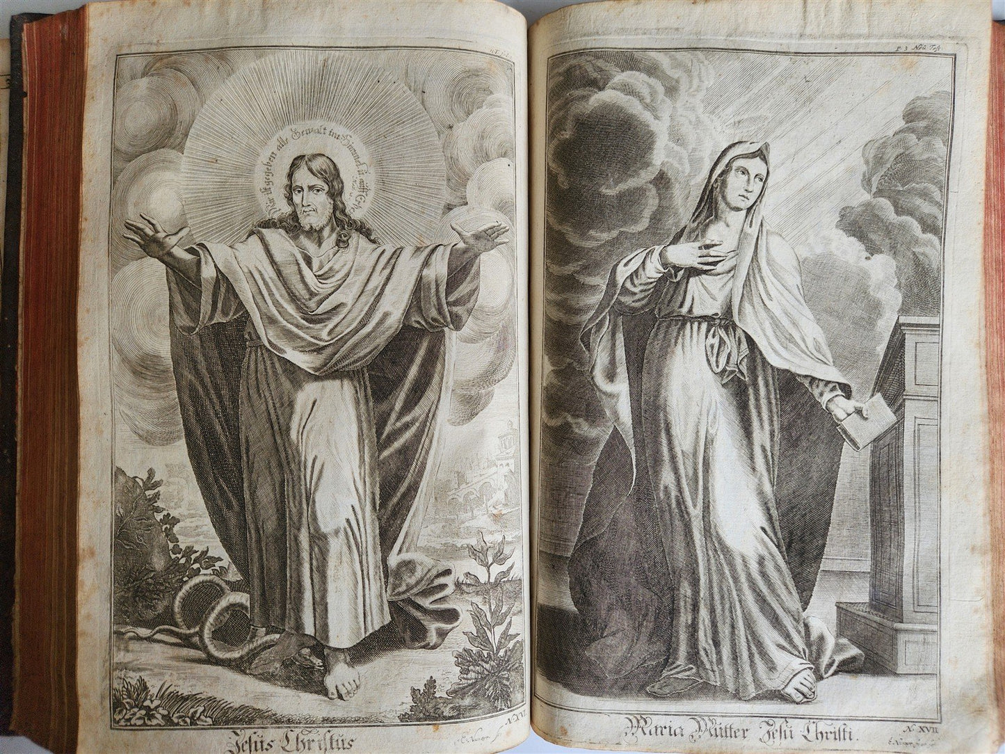 1734 BIBLE IN GERMAN ILLUSTRATED antique 2 FOLIO VOLUMES