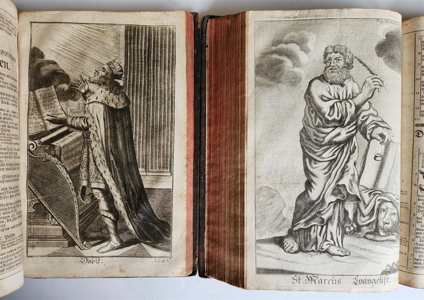1734 BIBLE IN GERMAN ILLUSTRATED antique 2 FOLIO VOLUMES