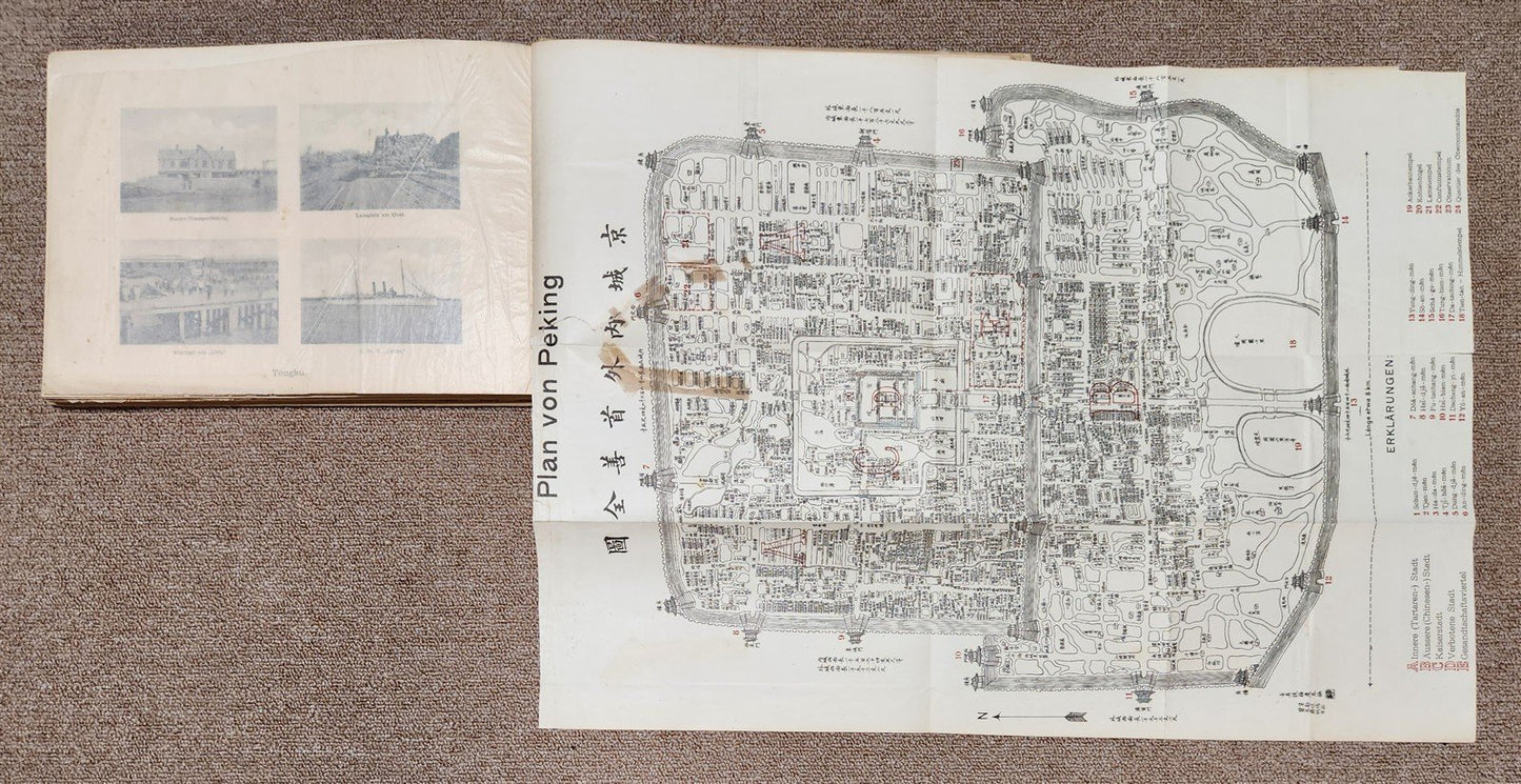 1902 PHOTO HISTORY of PEKING CHINA DURING BOXER REBELLION antique w/ MAP