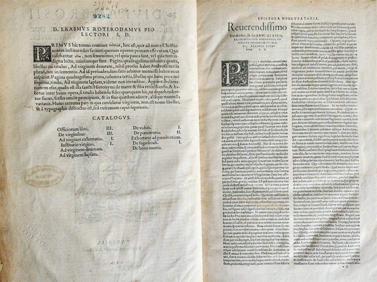 1539 DIVI AMBROSII OMNIA OPERA antique 16th CENTURY MASSIVE FOLIO