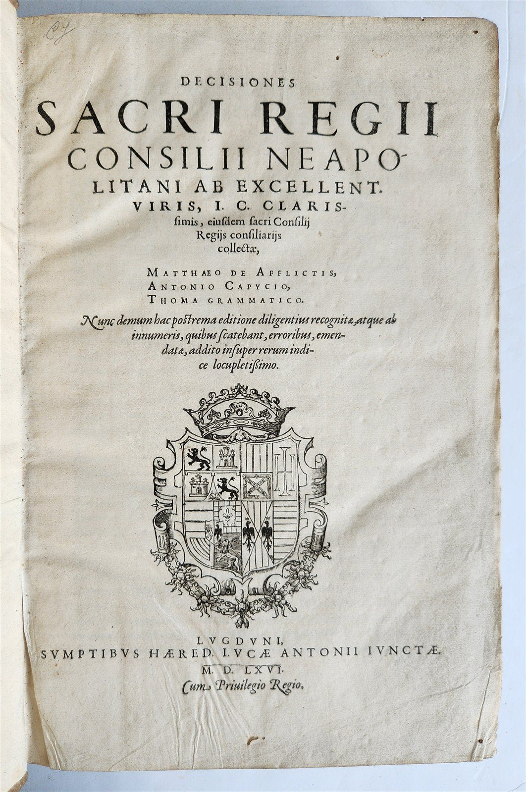 1566 LAW BOOK antique PIGSKIN FOLIO Decisions of Holy Royal Council of Naples