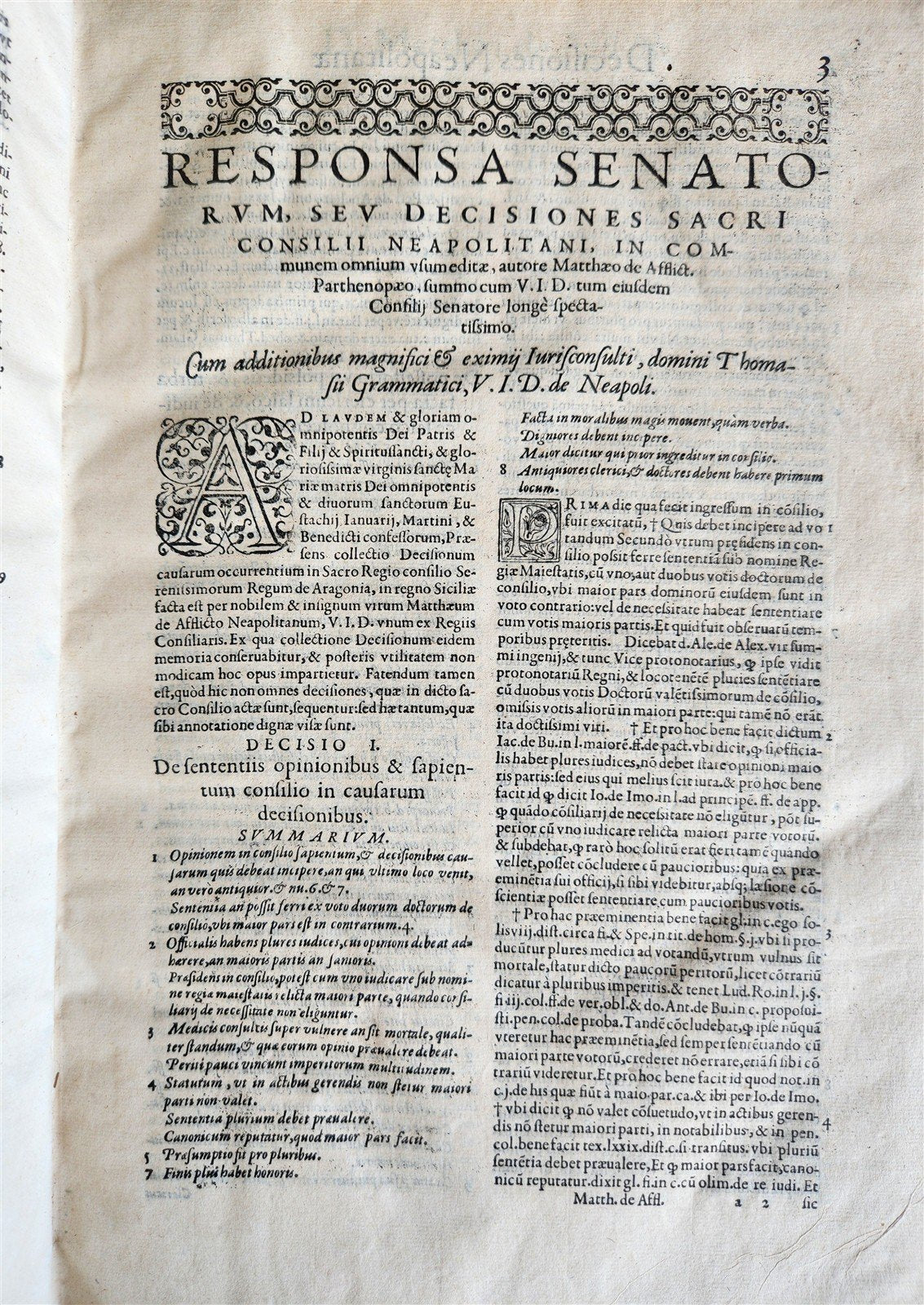 1566 LAW BOOK antique PIGSKIN FOLIO Decisions of Holy Royal Council of Naples