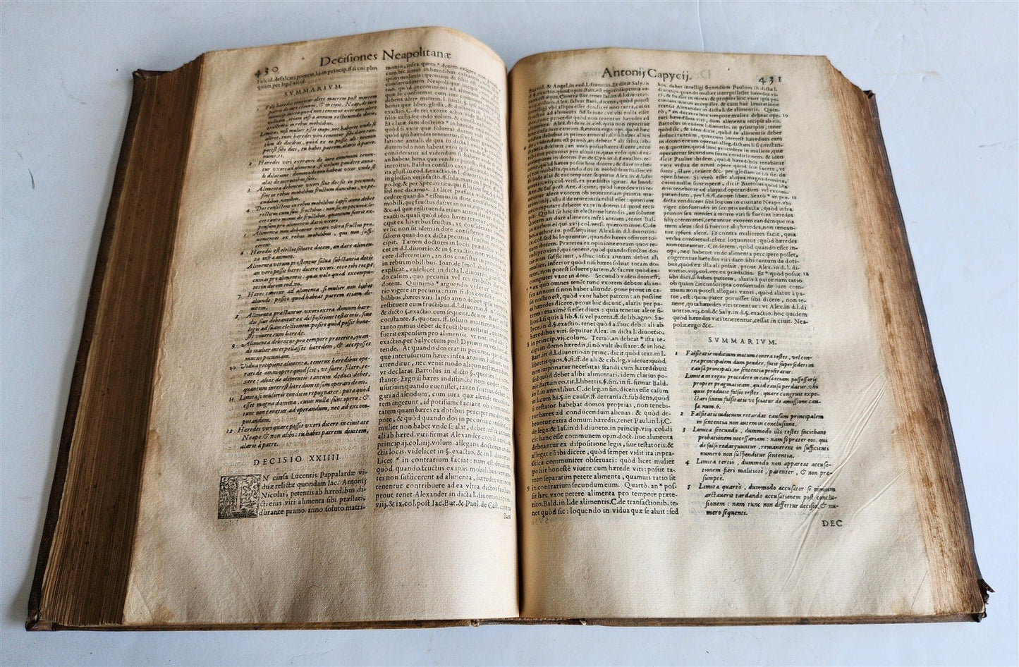 1566 LAW BOOK antique PIGSKIN FOLIO Decisions of Holy Royal Council of Naples