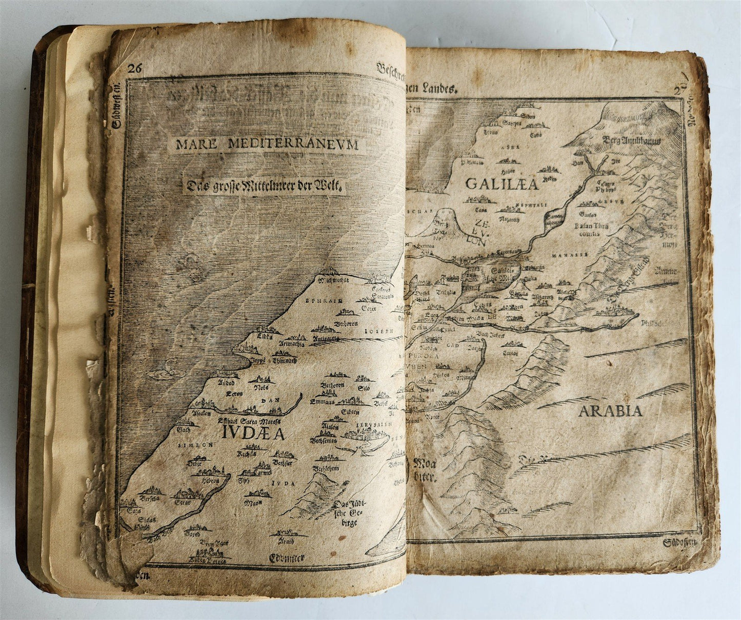 1586-1606 TRAVEL GUIDE TO BIBLE in GERMAN antique ILLUSTRATED rare FOLIO
