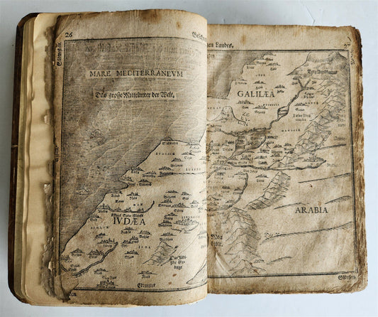 1586-1606 TRAVEL GUIDE TO BIBLE in GERMAN antique ILLUSTRATED rare FOLIO