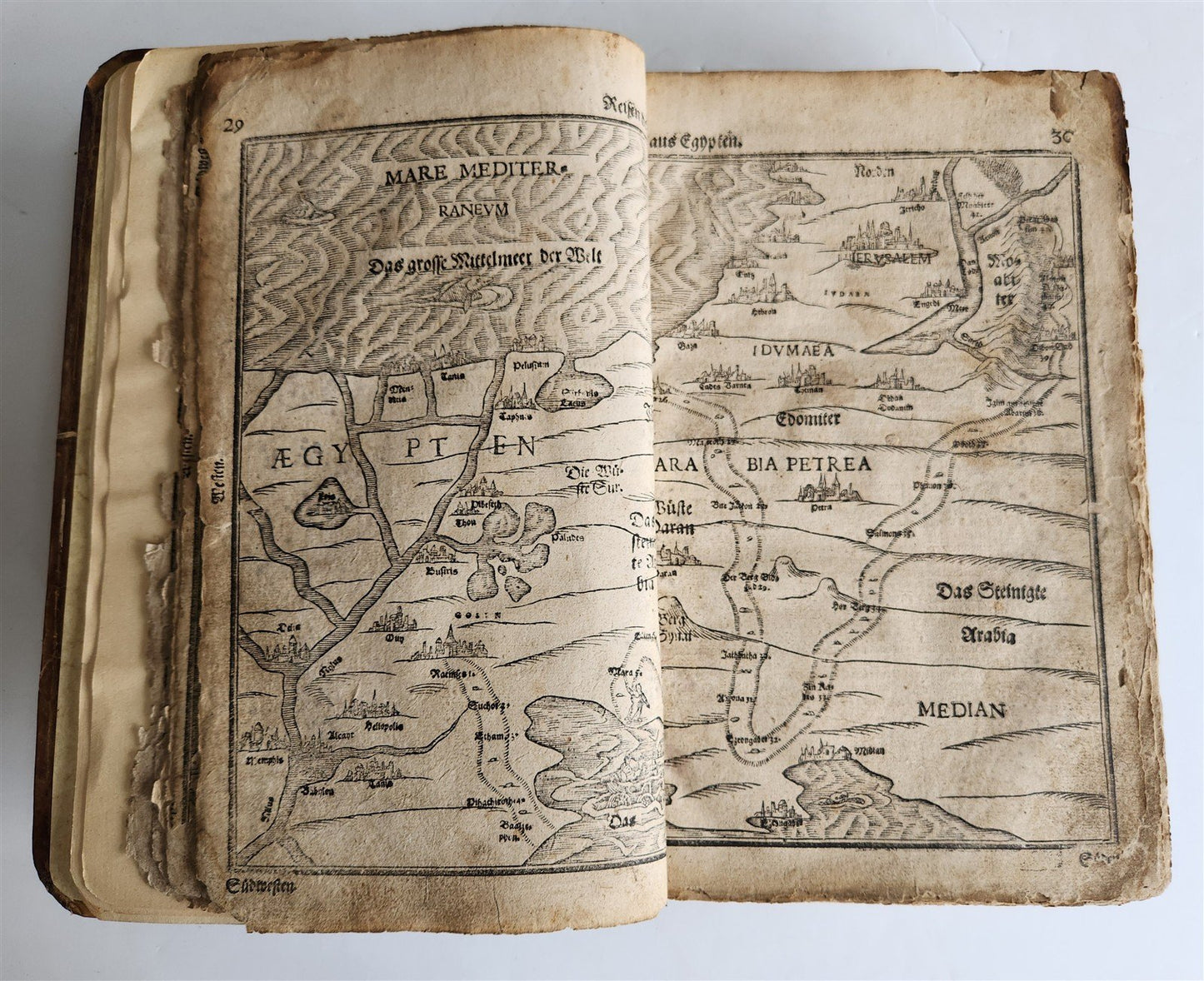 1586-1606 TRAVEL GUIDE TO BIBLE in GERMAN antique ILLUSTRATED rare FOLIO
