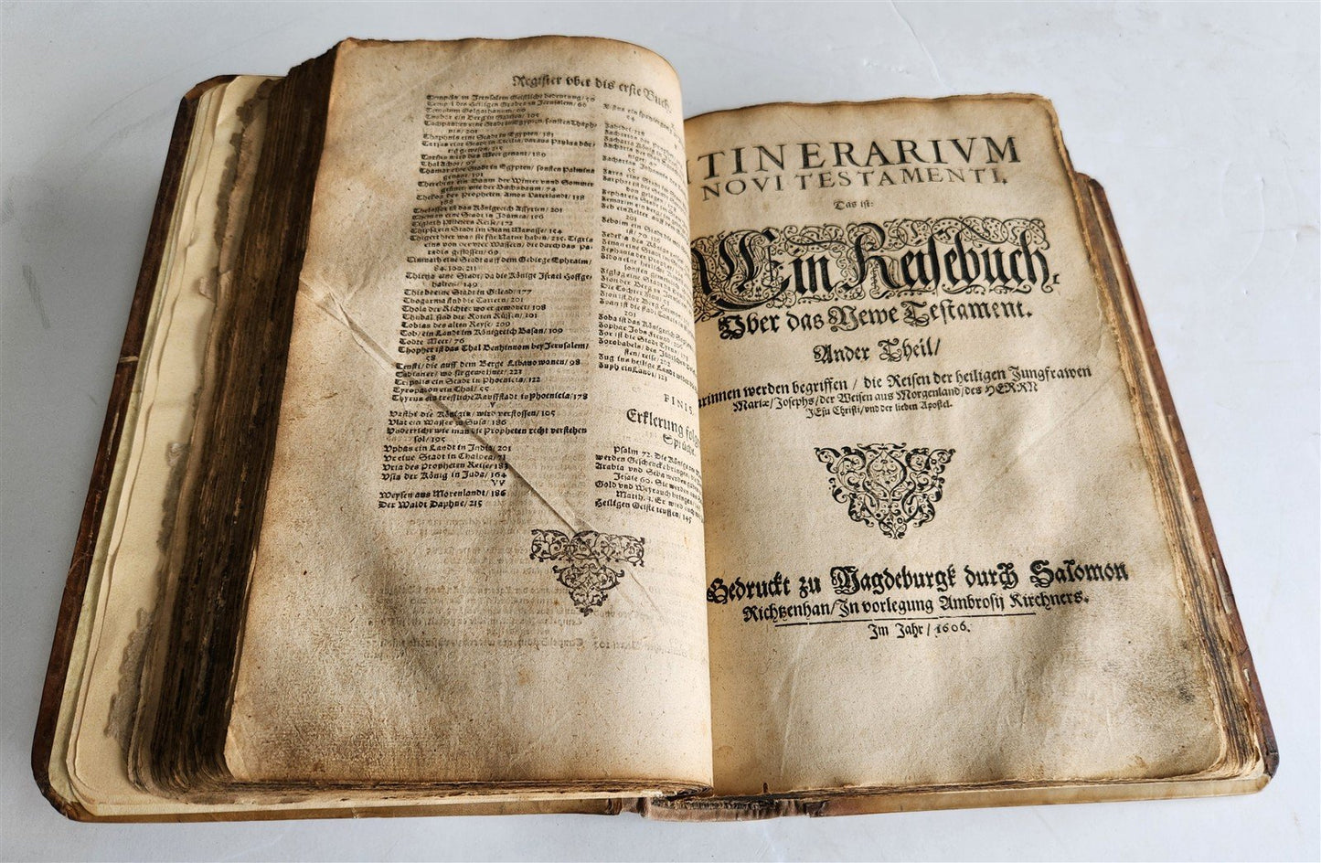 1586-1606 TRAVEL GUIDE TO BIBLE in GERMAN antique ILLUSTRATED rare FOLIO